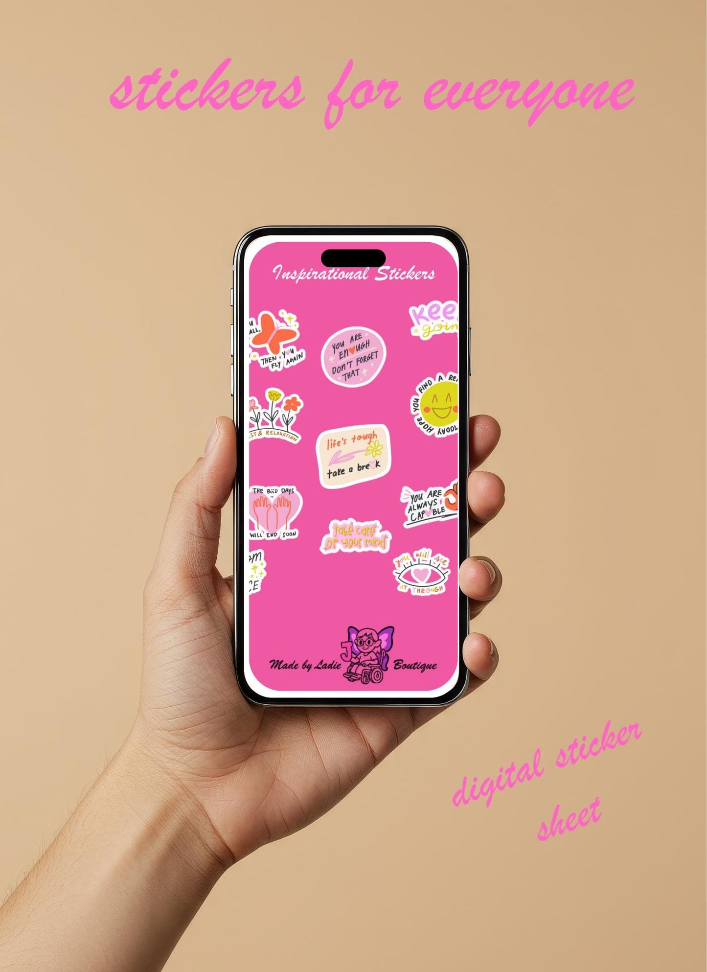 Spring Motivational Sticker Sheet | Pastel, Positive Quotes (Digital Download